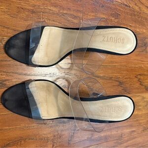 SCHUTZ Black and Clear Mules